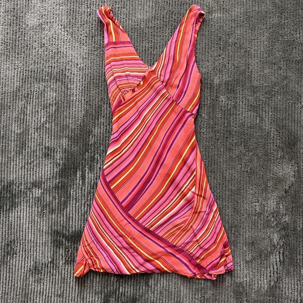 Wild Fable Pink Orange Purple Striped Mini Dress - Size M